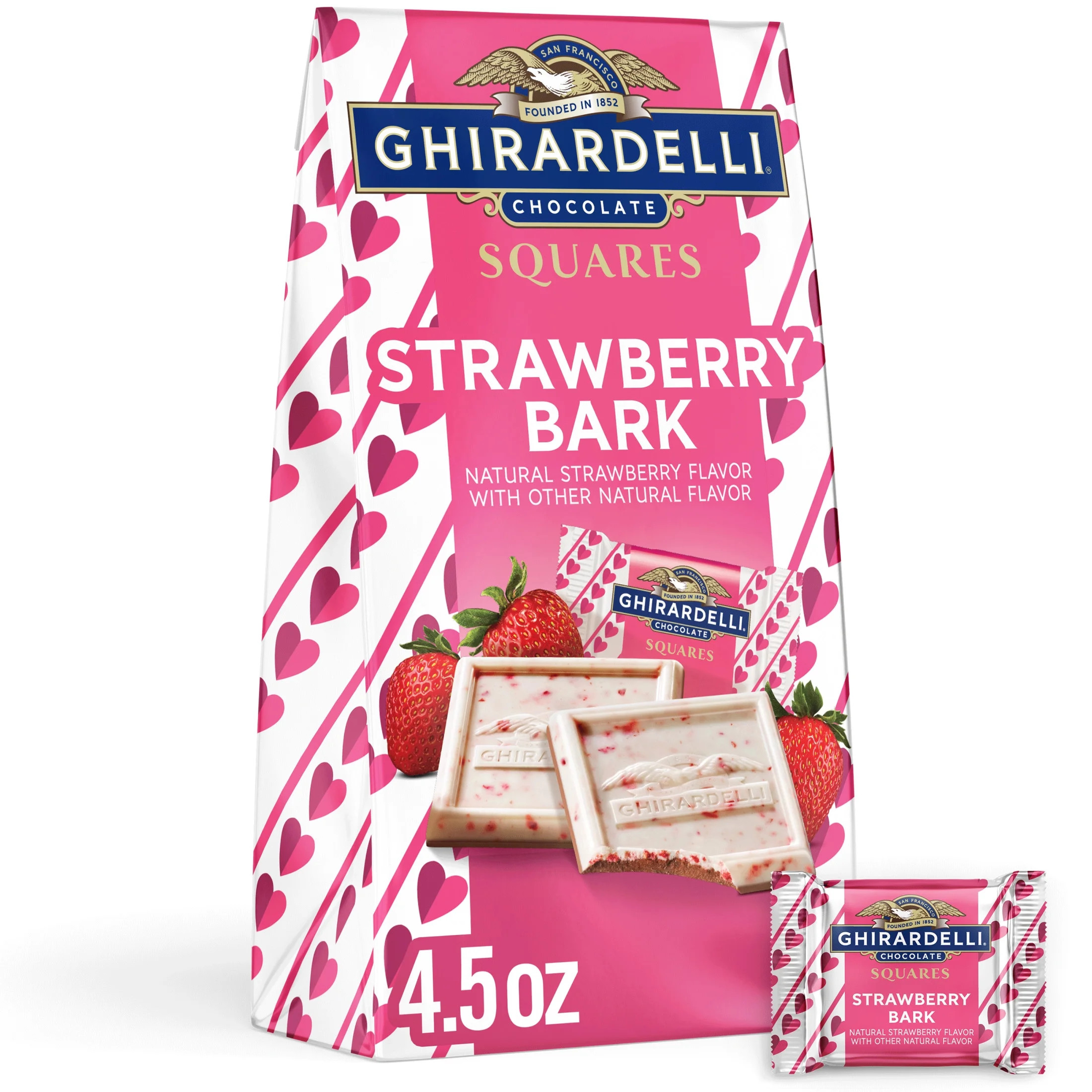 GHIRARDELLI Valentine's Day Strawberry Bark Chocolate SQUARES, 4.5 oz Bag | Walmart (US)