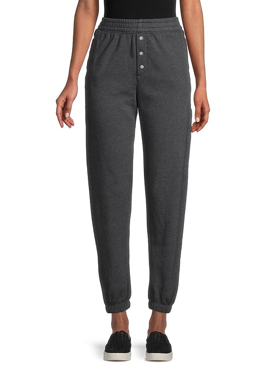 DONNI. Women's Fleece Faux Button-Down Joggers - Charcoal - Size S | Saks Fifth Avenue OFF 5TH