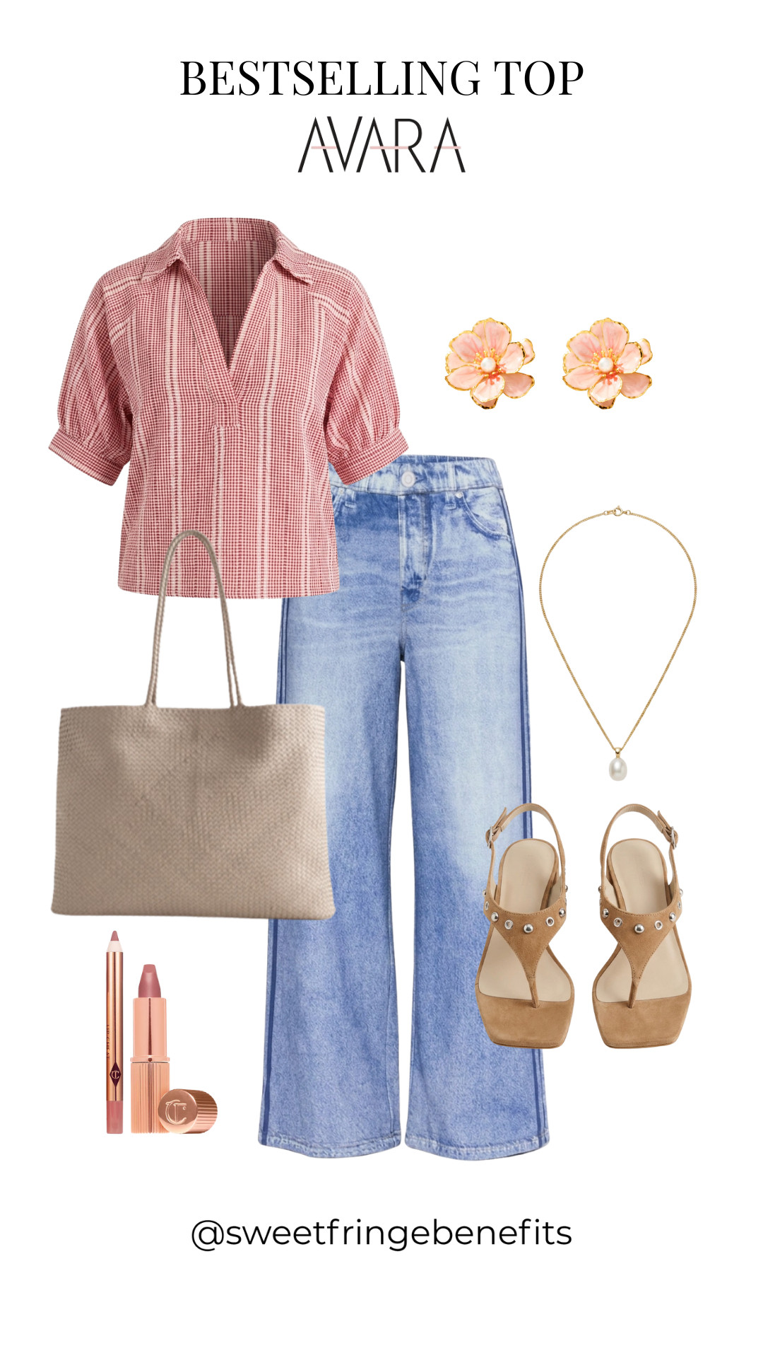This is such an easy go-to outfit for everyday wear 🤍

A good pair of wide-leg jeans paired with a flattering top is one of those combinations that always works. It’s comfortable, effortless, and still looks styled.

This top is a bestseller for a reason, it’s lightweight, easy to wear, and adds just the right amount of detail to elevate a simple outfit. I love the soft pink tone because it gives a fresh, feminine feel without being overpowering.

Paired with neutral accessories and simple sandals, this is the kind of outfit you can wear anywhere, errands, lunch, casual outings, or even travel days.

Definitely one of those easy outfits you’ll keep reaching for. 

Everything is linked for you here. 🫶🏻 

 #LTKootd #LTKSeasonal #LTKOver40
