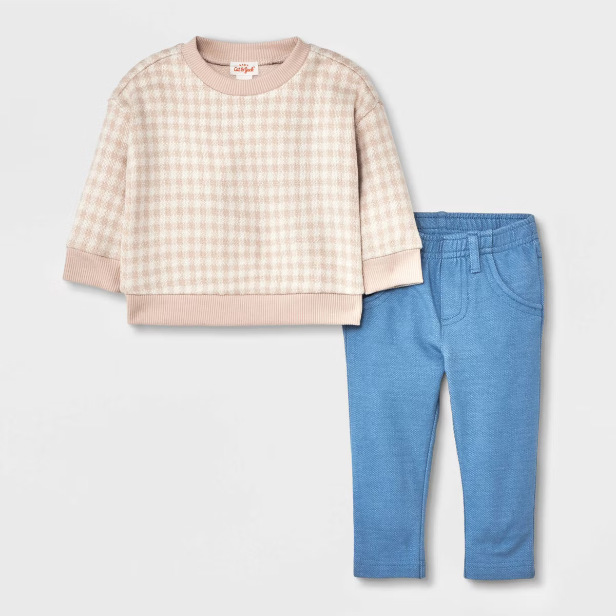 Baby Faux Gingham Sweater & Bottom Set - Cat & Jack™ Light Brown | Target