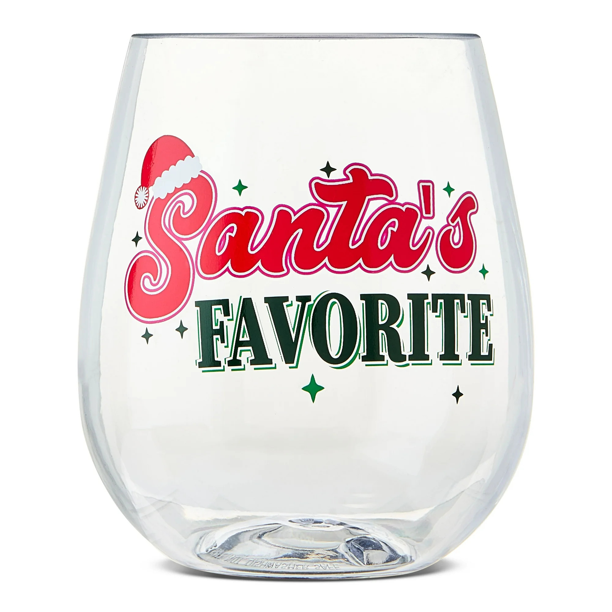 Plastic Christmas Stemless Wine Glass, Santa's Favorite, 18 fl oz, by Holiday Time | Walmart (US)