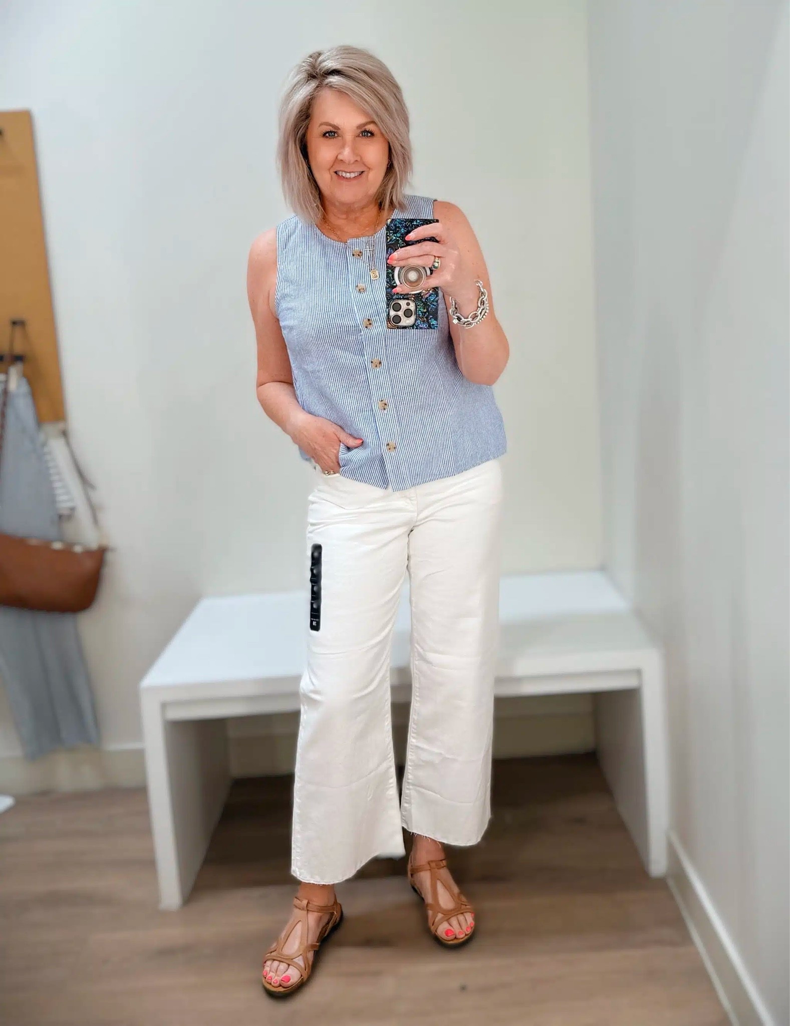 A classic blue and white outfit for everyday! This outfit is great for the office, vacation or just everyday wear. My top is a medium and my jeans are a 28, but I needed a 29.

#LTKOver40 #LTKootd #LTKWorkwear