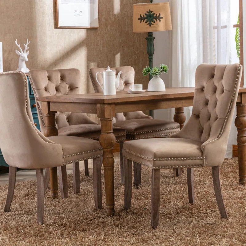 Allena Tufted Velvet/Linen Wing Back Parsons Chair | Wayfair North America