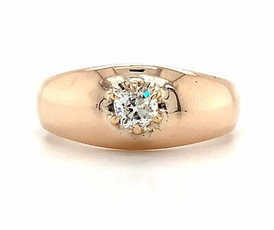 Vintage 8k Yellow Gold Old Mine Cut Diamond Solitaire Cigar Band Ring Size 8.25 | eBay US