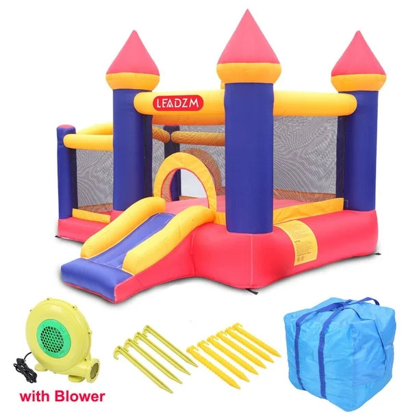 Zimtown Inflatable Bounce House, Jumping Outdoor Air Castle for Kids with 350W Air Blower for Bac... | Walmart (US)