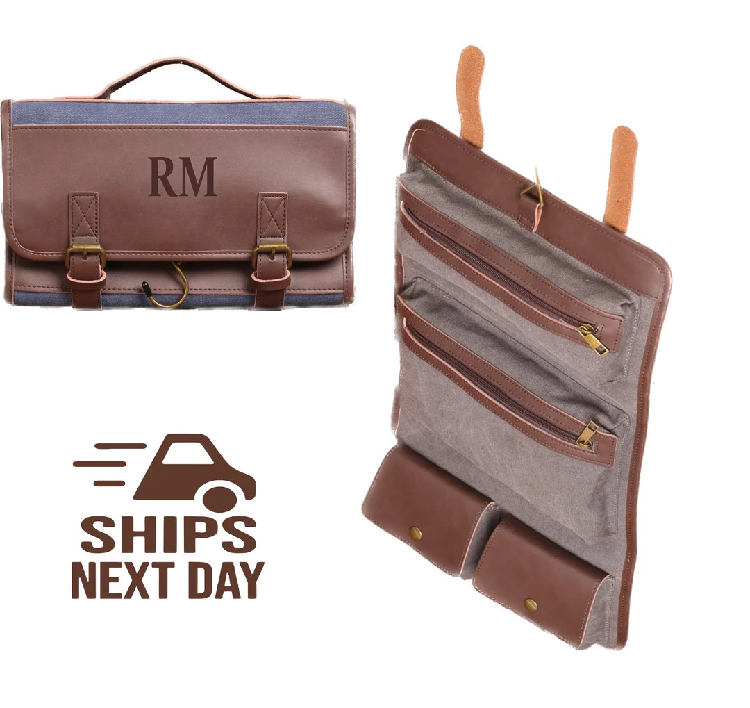 Monogram Canvas Hanging Toiletry Bag: Personalized Groomsmen Gift - Etsy | Etsy (Global)
