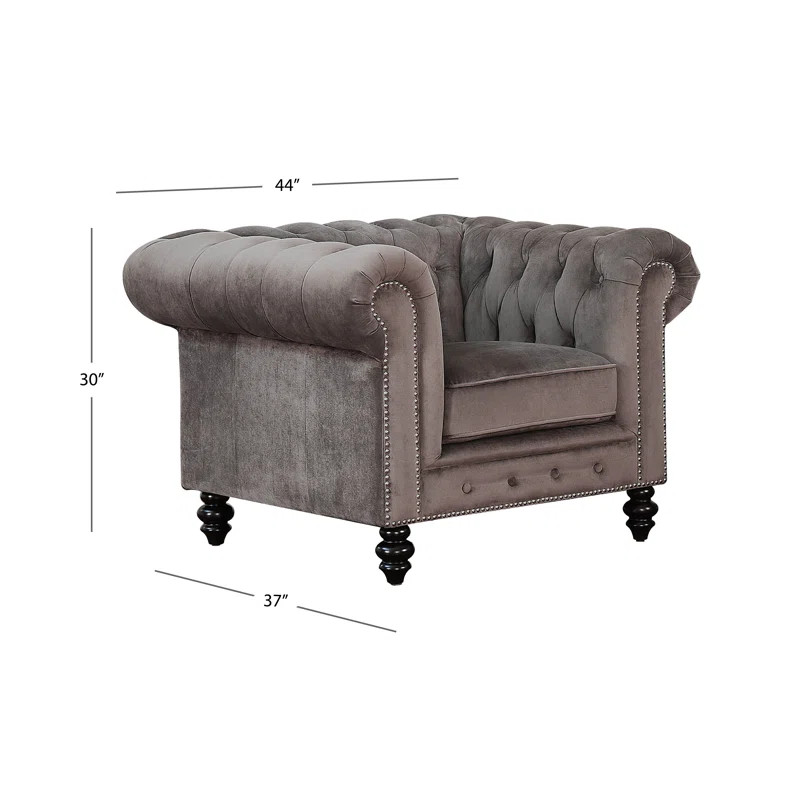 Eufaula 44" Wide Tufted Velvet Chesterfield Chair | Wayfair North America