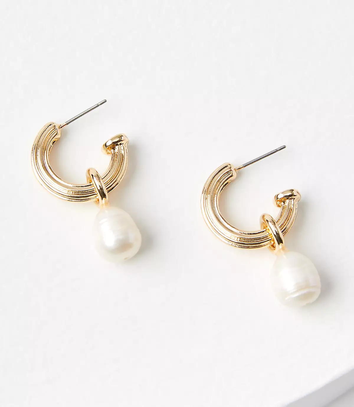 Pearlized Chunky Charm Hoop Earrings | LOFT