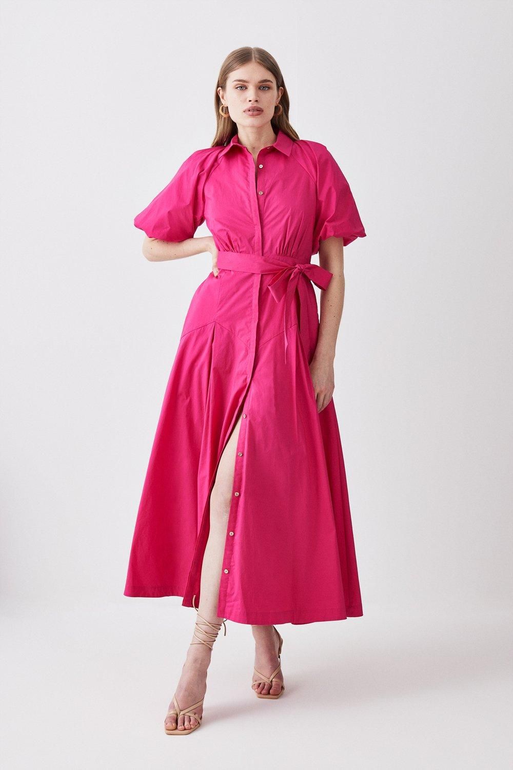 Cotton Panel Detail Midi Shirt Dress | Karen Millen UK + IE + DE + NL