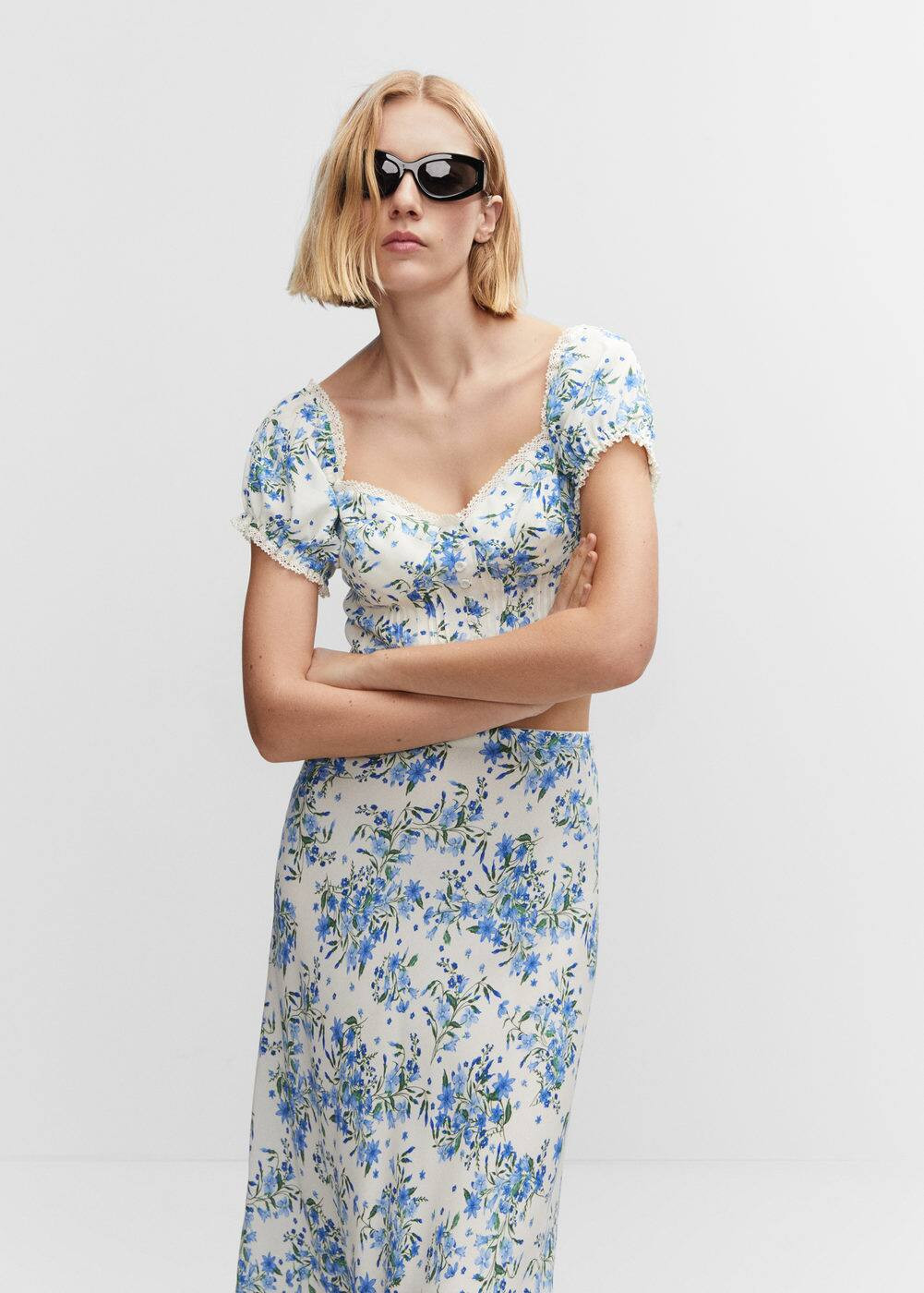 Top crop floreale -  Donna | Mango Italia | Mango IT