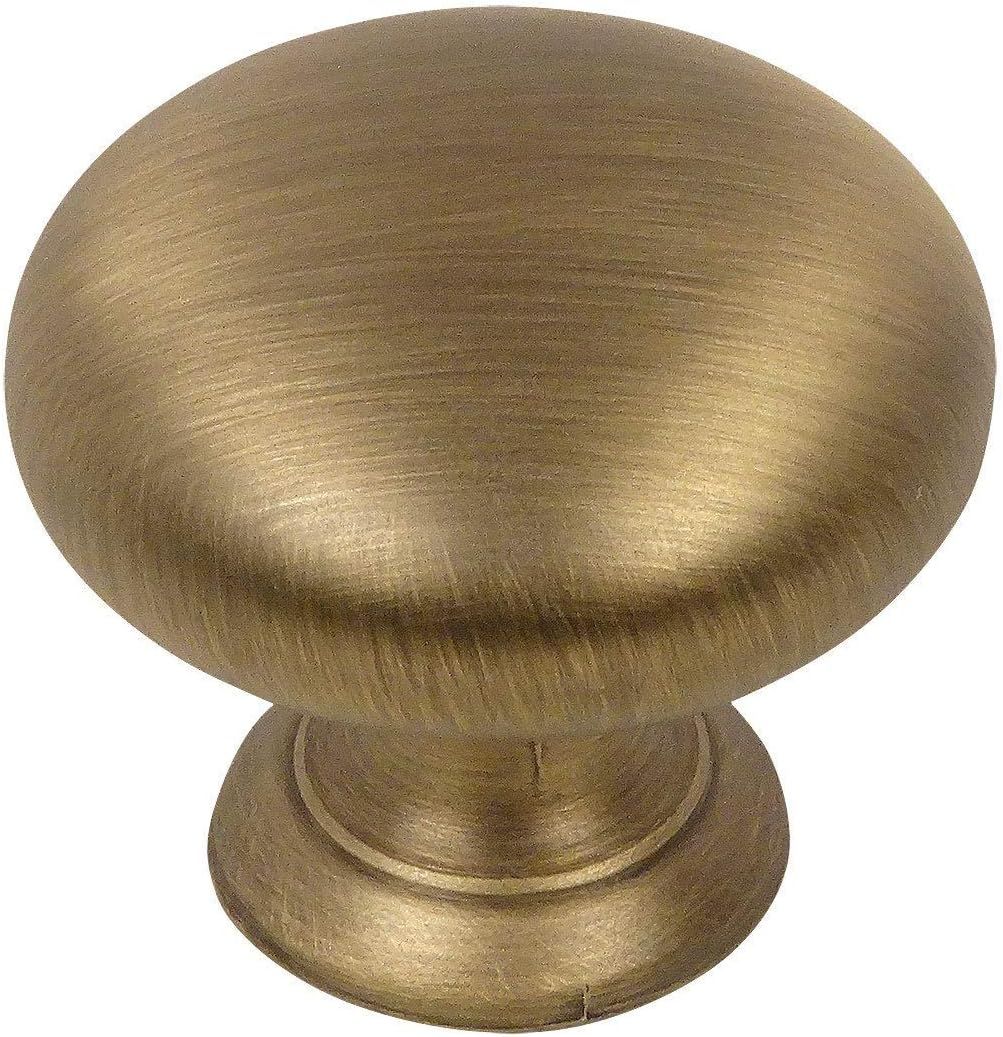 10 Pack - Cosmas 4950BAB Brushed Antique Brass Cabinet Hardware Round Mushroom Knob - 1-1/4" Diam... | Amazon (US)