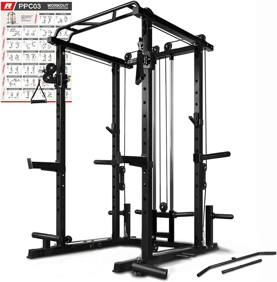 RitFit Multi-function Squat Rack Power Cage PPC03 with Cable Crossover System, 1000LBS Capacity P... | Amazon (US)