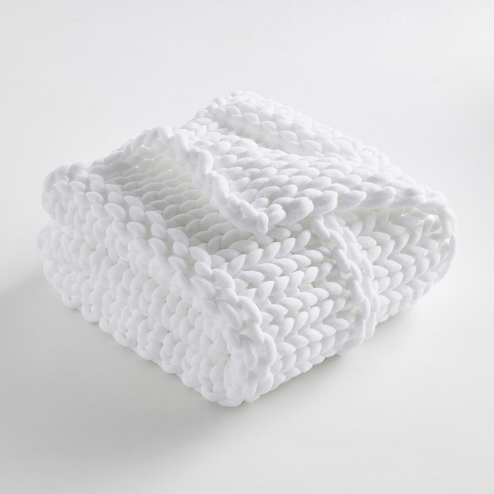 Super Chunky Knit Throw, 45x55 Inch, White | Pottery Barn Teen