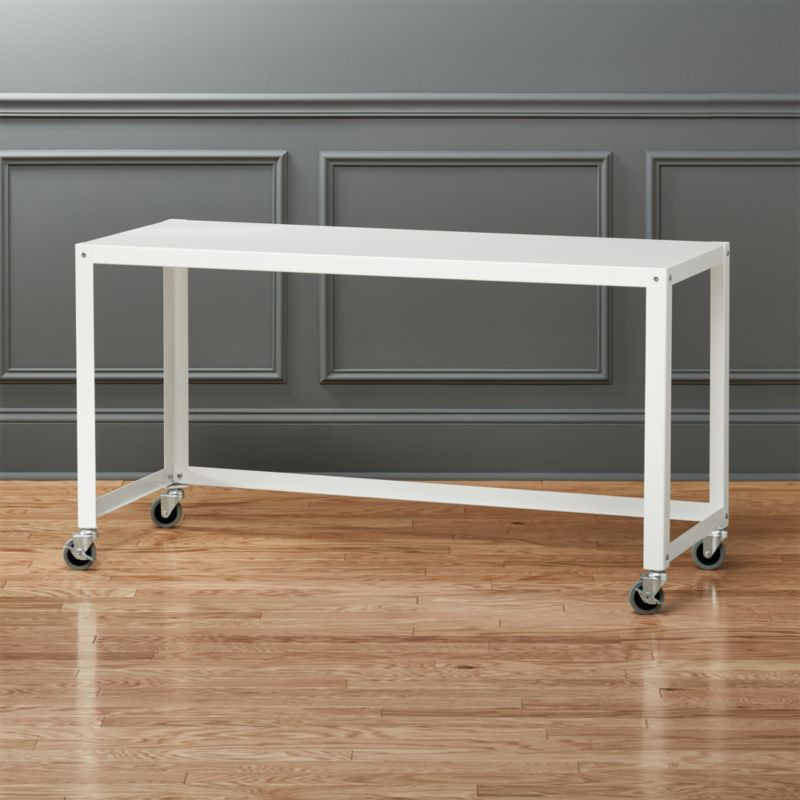 Go-Cart White Rolling Desk + Reviews | CB2 | CB2