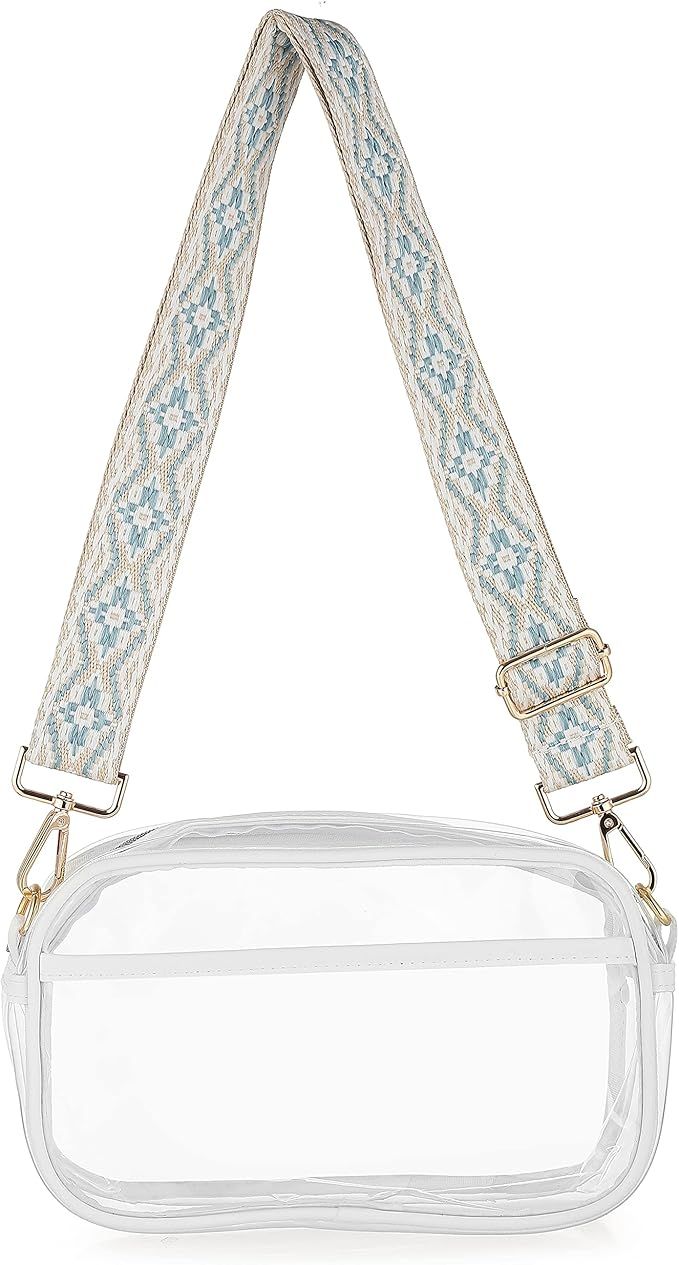 Clear Purse for women,Clear Crossbody Purse Bag Clear Bag for Women Stadium Approved with Strap f... | Amazon (US)