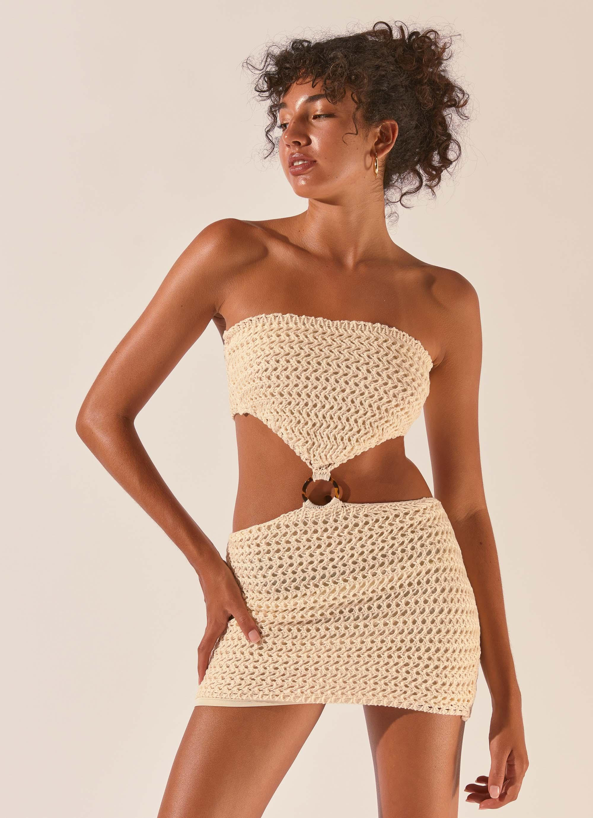 Balmy Nights Crochet Mini Dress - Seashell | Peppermayo (Global)