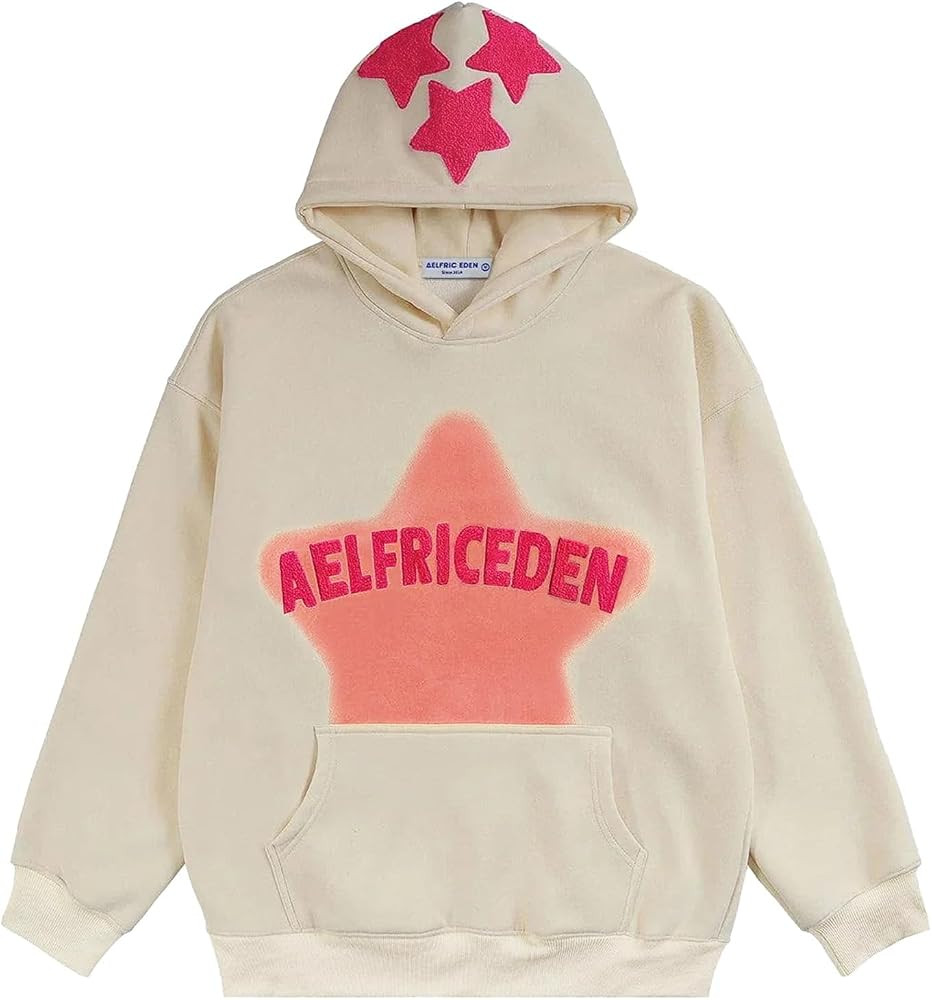 Aelfric Eden Womens Graphic Hoodies Pink Star Print Hoodie Unisex Oversized Hoodies Long Sleeve P... | Amazon (US)