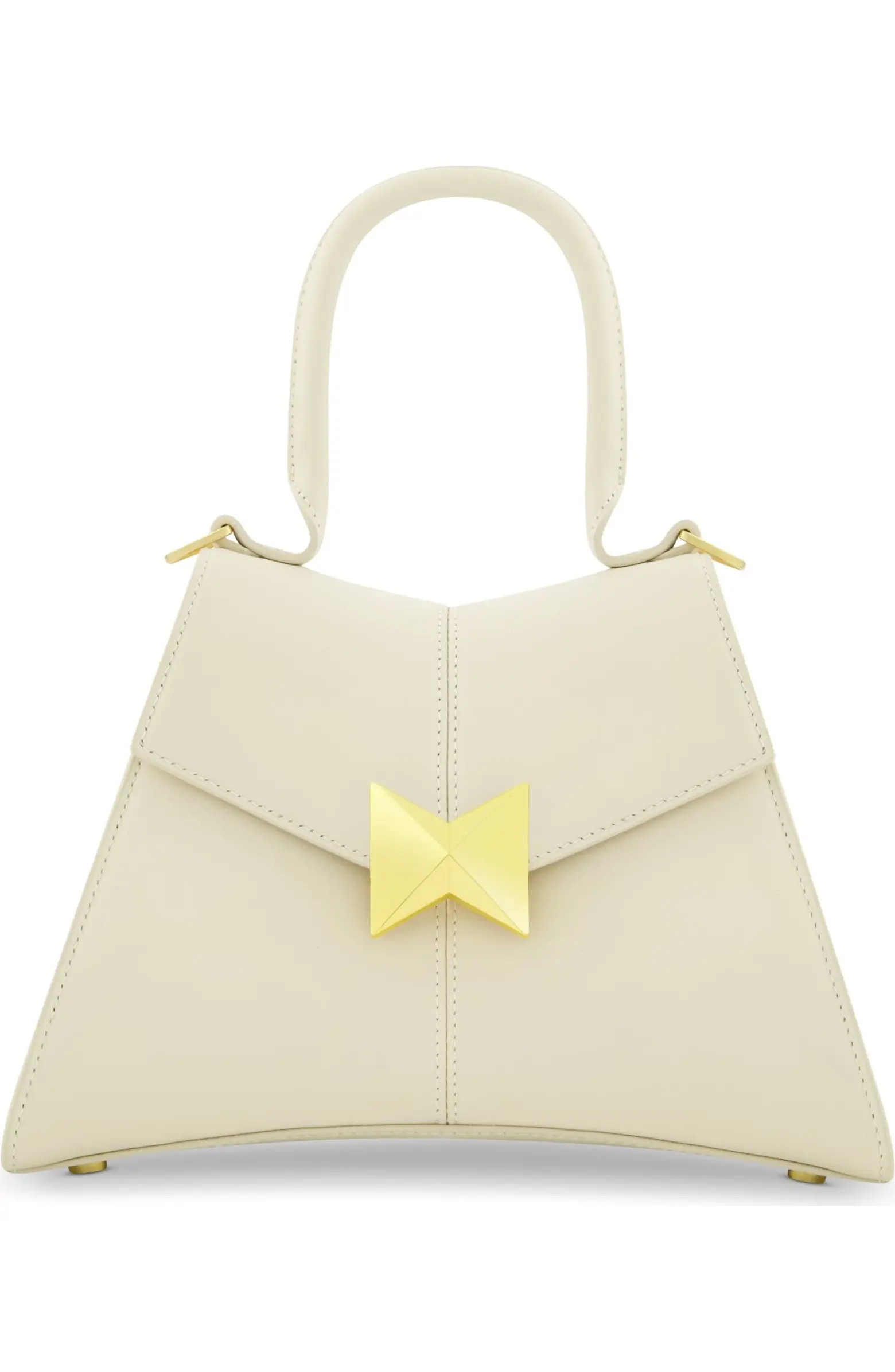 Gold Hardware Detail Angular Top Handle Small Leather Handbag | Nordstrom