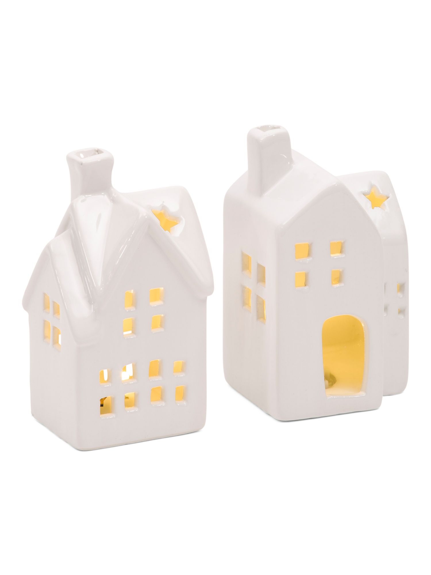 Set Of 2 5.5in Led Ceramic Houses | Pillows & Decor | Marshalls | Marshalls