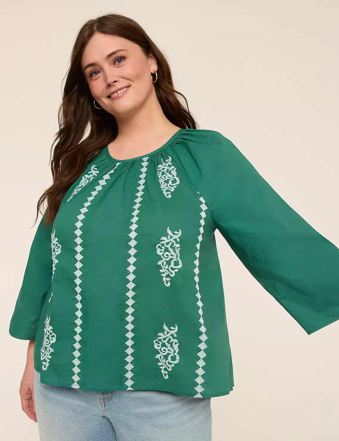 Bracelet Sleeve Embroidered Blouse | Lane Bryant (US)