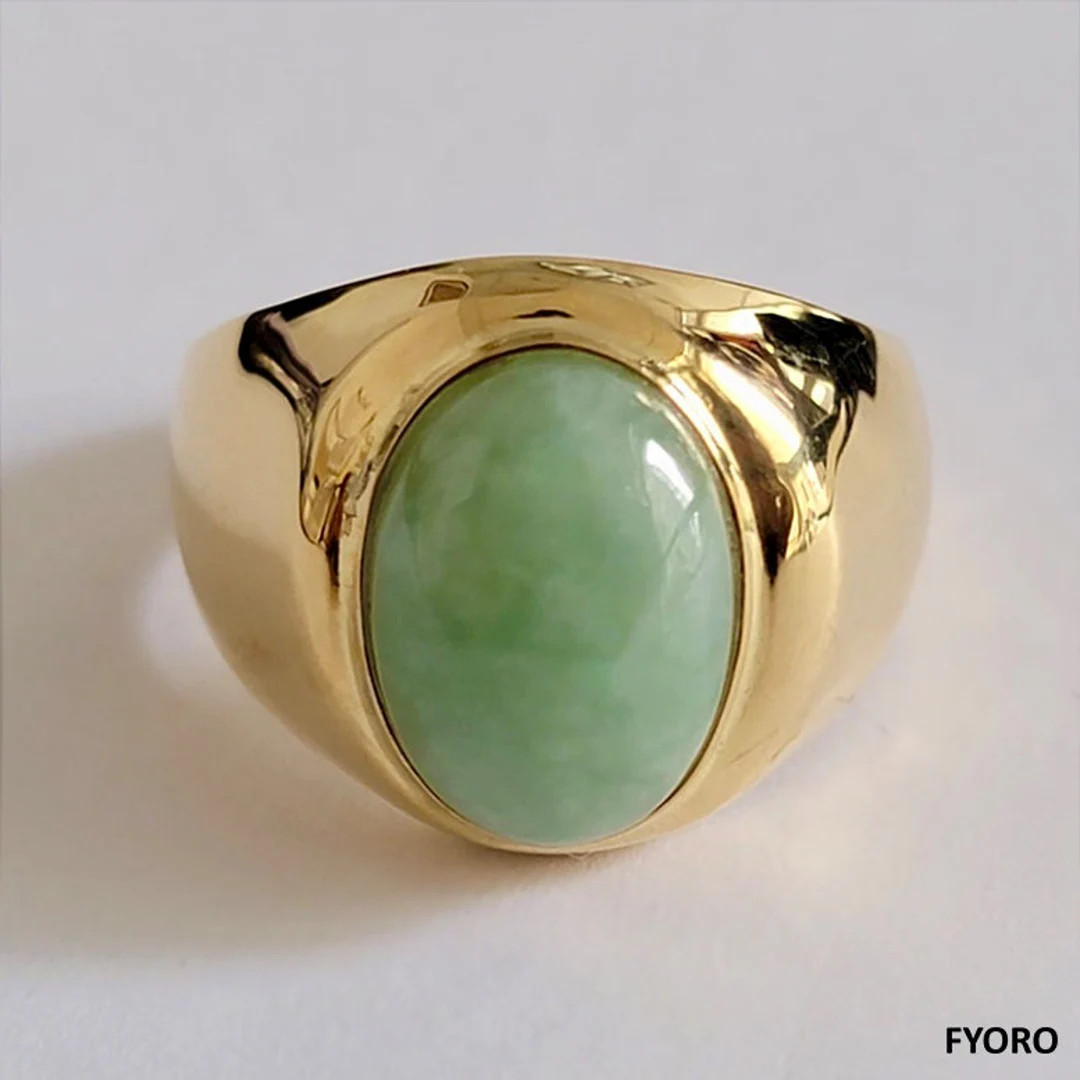 Anyang Royal Spring A Jade Ring (with 14K Yellow Gold) - Etsy | Etsy (US)