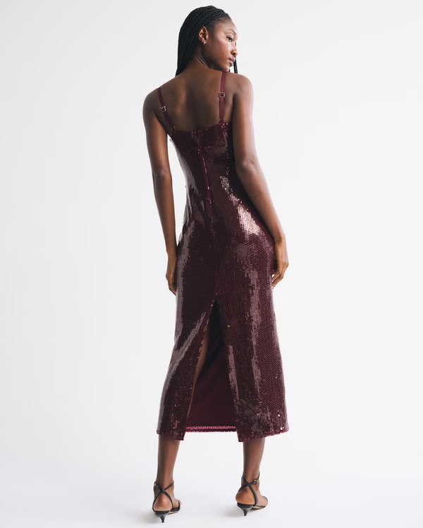Women's Corset Sequin Midi Dress | Women's Dresses & Jumpsuits | Abercrombie.com | Abercrombie & Fitch (US)