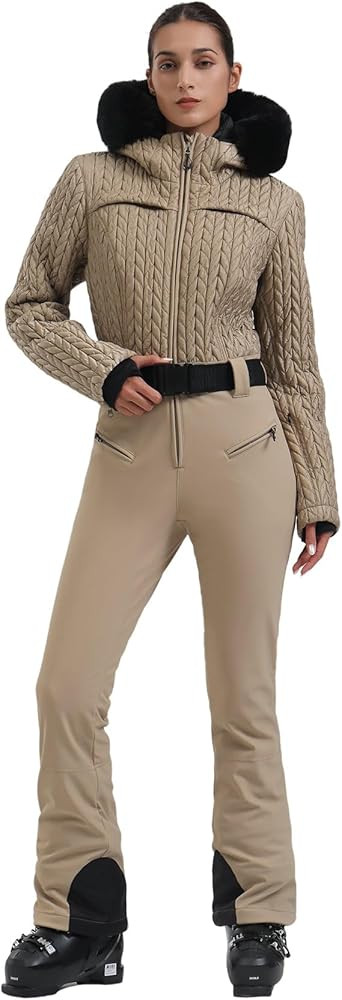 GSOU SNOW Ski Suit Women Snowsuit Slim One Piece Jumpsuit Snow Jackets Waterproof Winter Windproo... | Amazon (US)