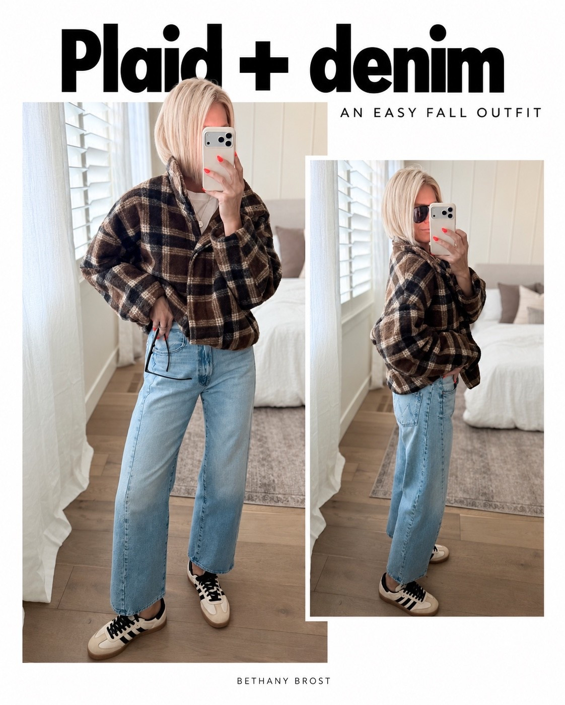 This cozy oversized jacket is perfect for fall. Easy with jeans + sneakers. Love the plaid black, brown & ivory. The colors that I’m sharing are accurate vs online images