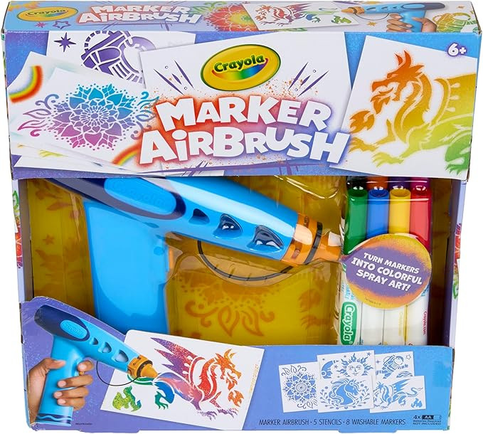 Crayola Marker Airbrush Spray Art Kit, Essential Easter Basket Stuffer for Kids, Battery-Powered ... | Amazon (US)