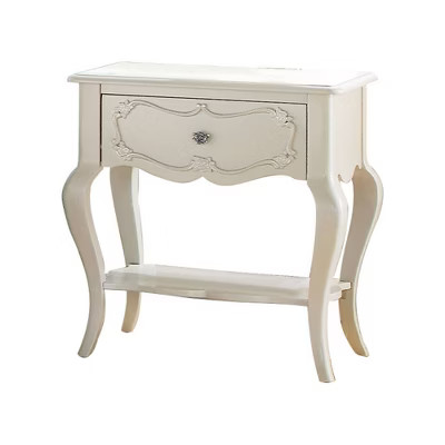 Edalene 24" Nightstands Pearl White - Acme Furniture: Upholstered, Clear Rosette Knobs, Cabriole ... | Target