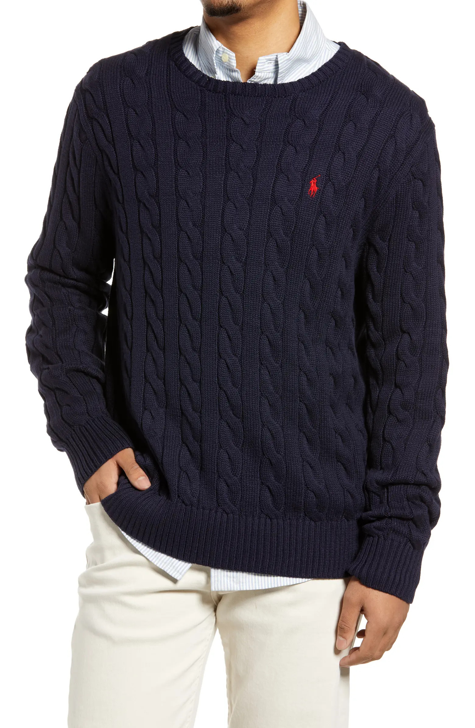 Polo Ralph Lauren Cable Knit Cotton Crewneck Sweater | Nordstrom | Nordstrom