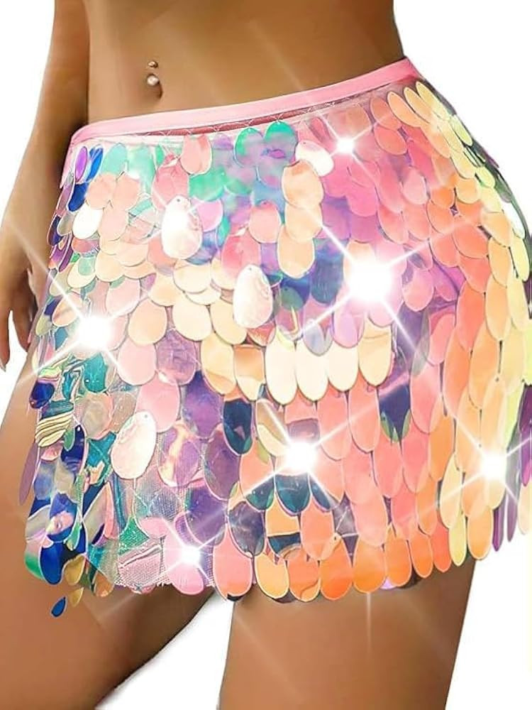 TWINKLEDE Mermaid Skirt Sequin Costume Belly Dance Skirts for Women | Amazon (US)