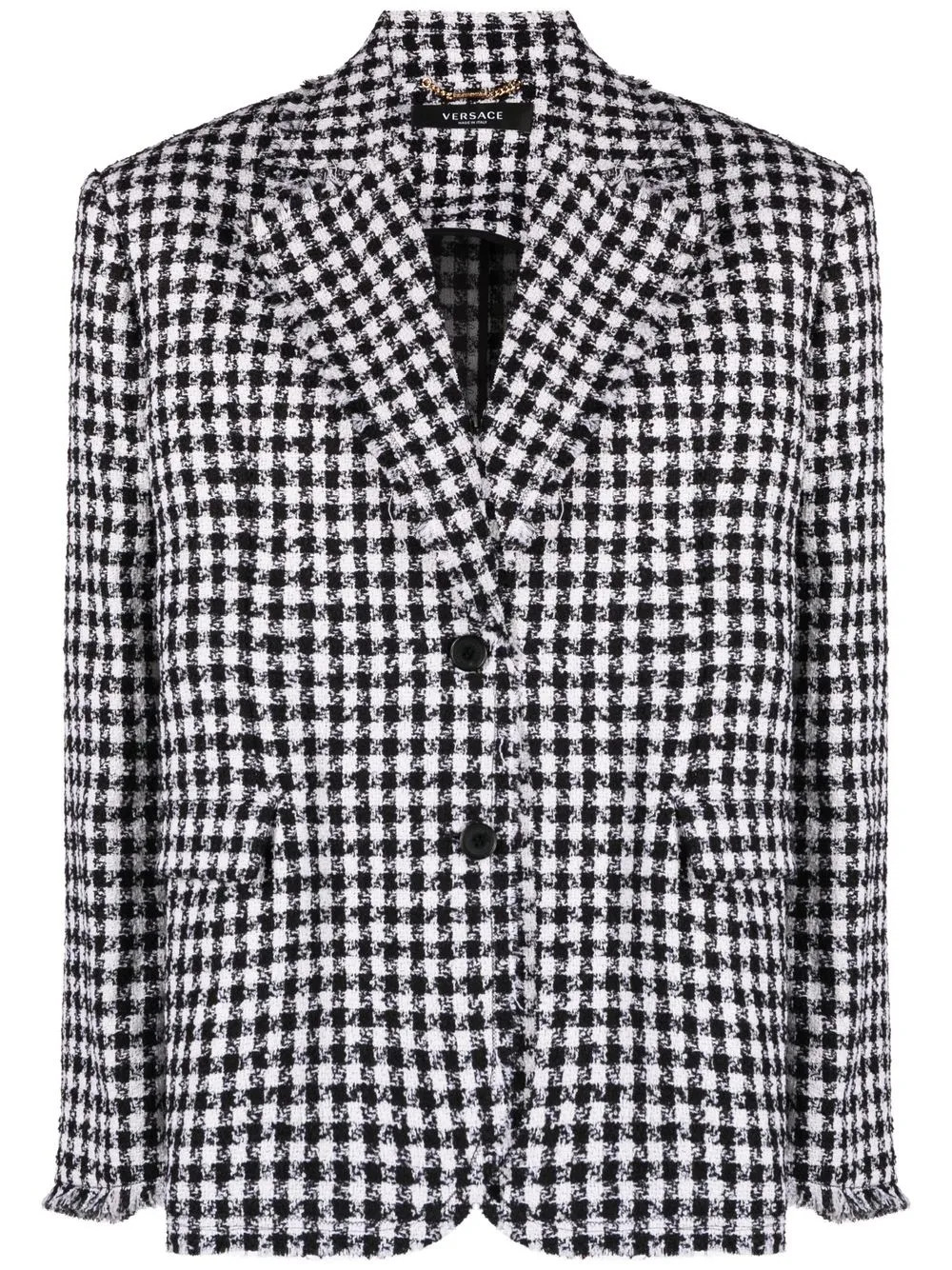 Versace houndstooth-pattern single-breasted Blazer - Farfetch | Farfetch Global