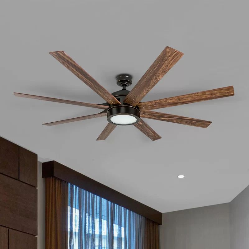 62" Oretha 8 - Blade LED Standard Ceiling Fan with Remote Control and Light Kit Included | Wayfair Professional