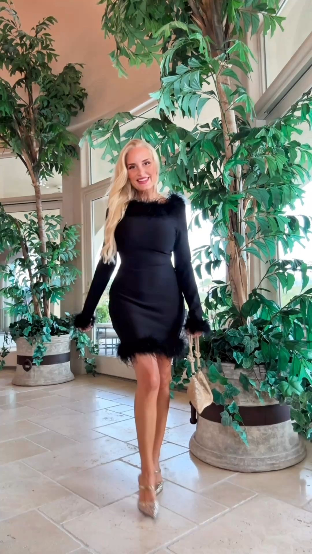 How gorgeous is this black feather trim dress!? I love it for a holiday party or any glamorous night out. It is so slimming and fluttering. Use code REBECCAP35 for 35% off! If the dress is sold out, keep checking back as it will probably get restocked.

#LTKSeasonal #LTKHoliday #LTKCyberWeek