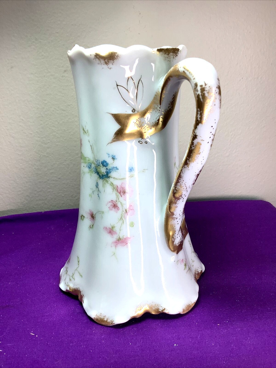 Antique Haviland Limoges France Small Pitcher Pink & Blue Flowers Schleiger  205 | eBay US