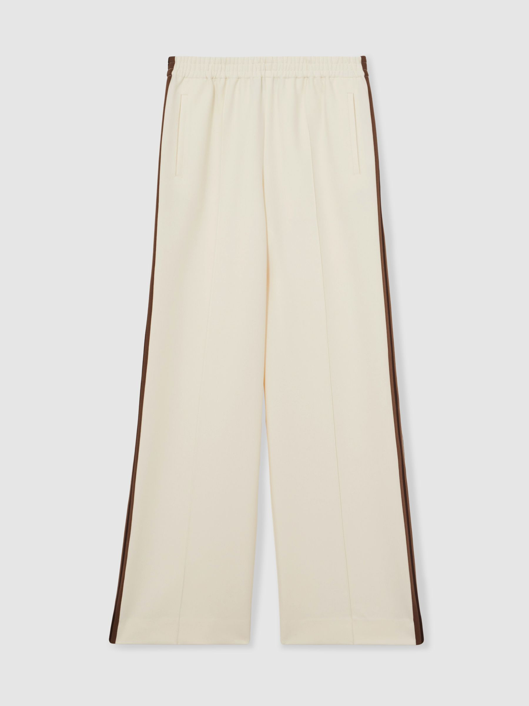 Reiss Side-Stripe Wide-Leg Trousers in Cream - REISS | Reiss UK