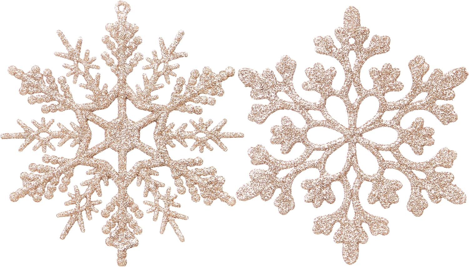 Amazon.com: Sea Team Plastic Christmas Glitter Snowflake Ornaments Christmas Tree Decorations, 4-... | Amazon (US)