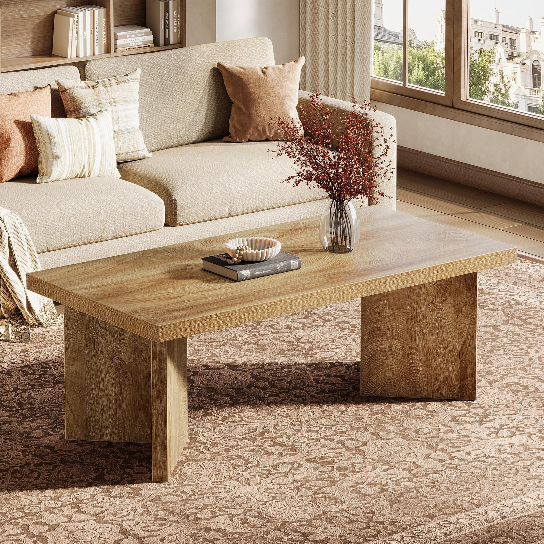 Tribesigns Farmhouse Coffee Tables for Living Room, 47-Inch Rectangle Center Tea Coffee Table wit... | Amazon (US)