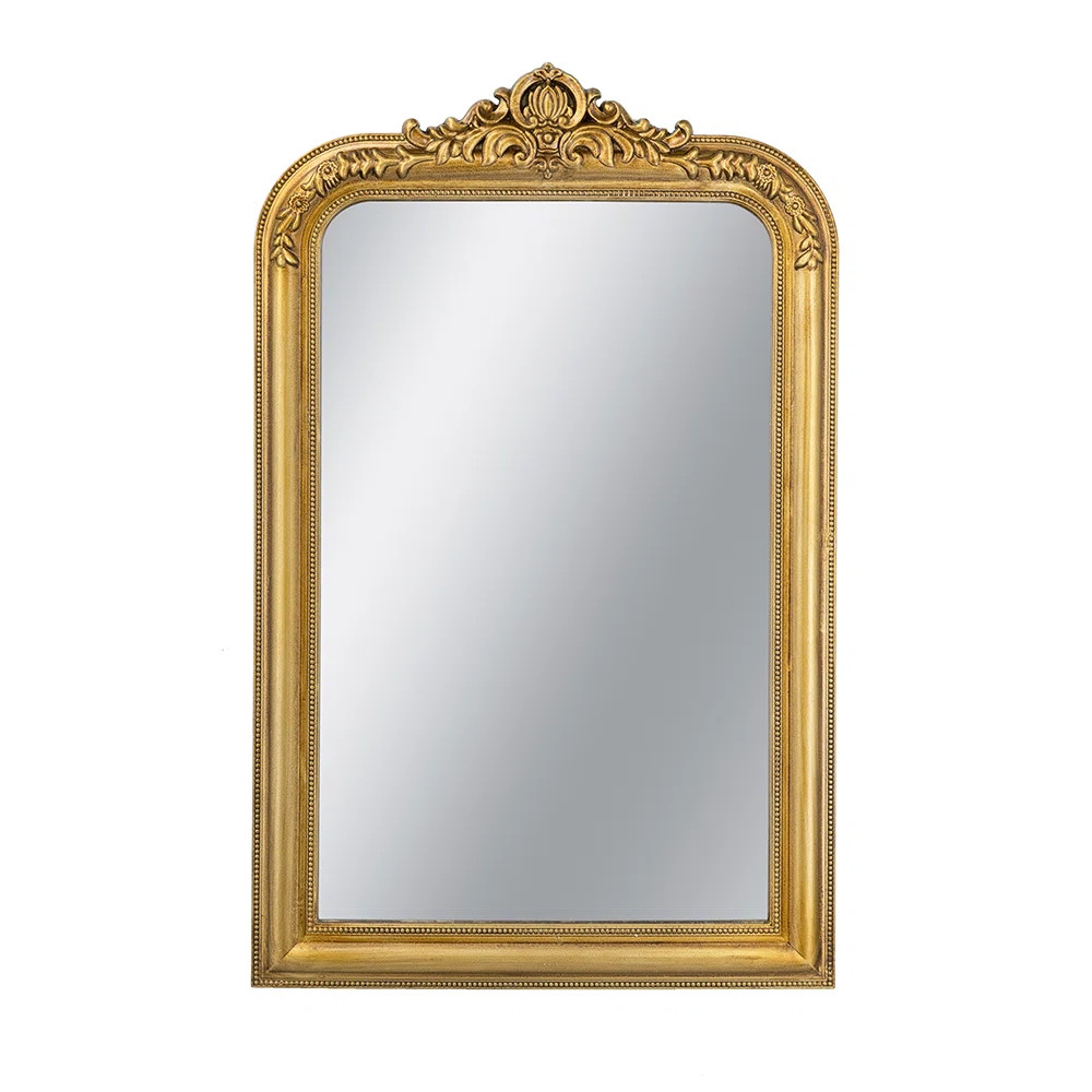 23.5" X 37.5" Decorative Arched Wall Mirror With Ornate Gold Crest Design | Wayfair North America