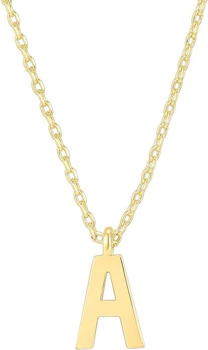 PAVOI 14K Gold Plated Initial Necklace | Letter Necklaces for Women | Amazon (US)