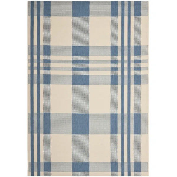 Debriana Plaid Area Rug in Beige/Blue | Wayfair North America