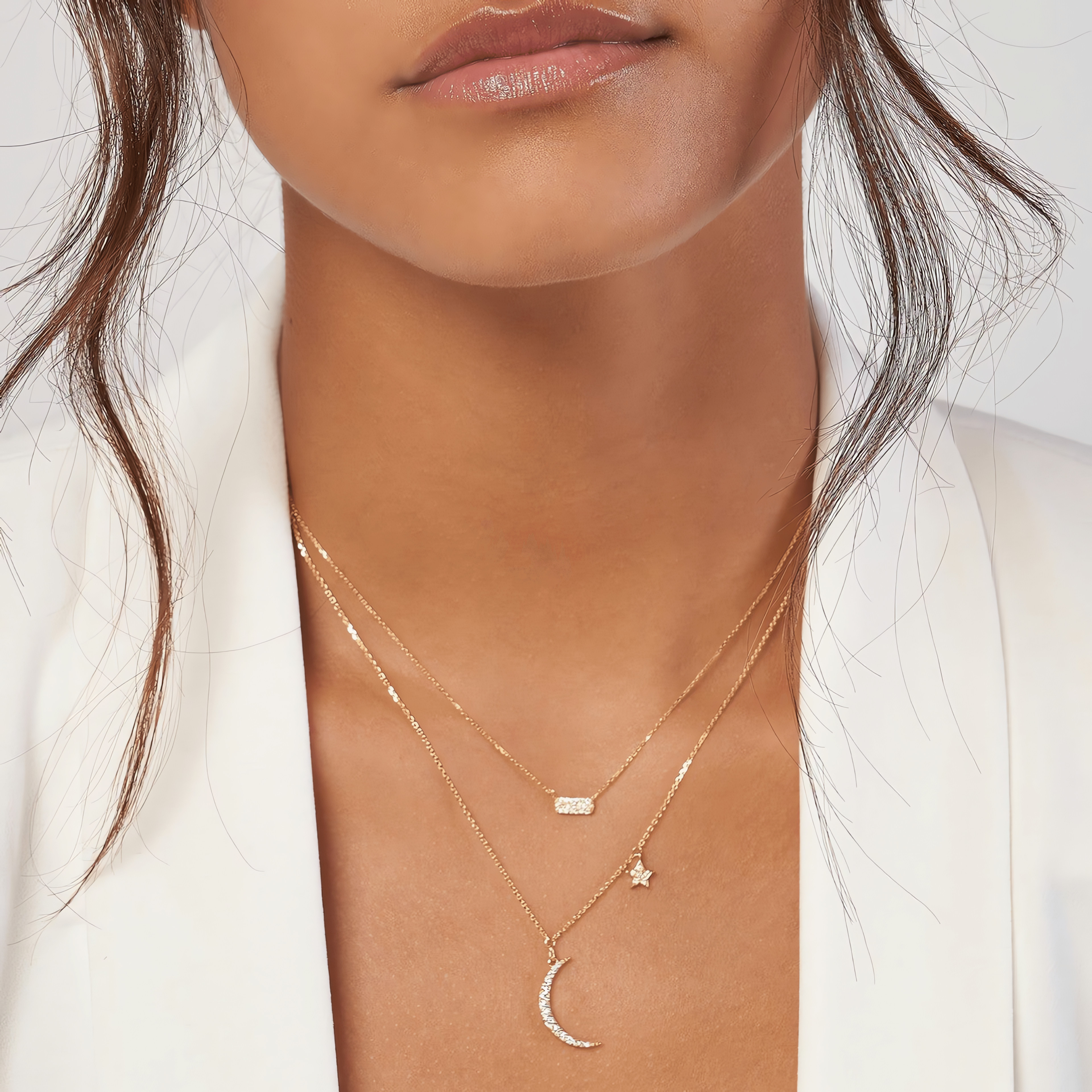 14kt Gold 0.07 CTW Mini East to West Diamond Dog Tag Necklace | Ritani