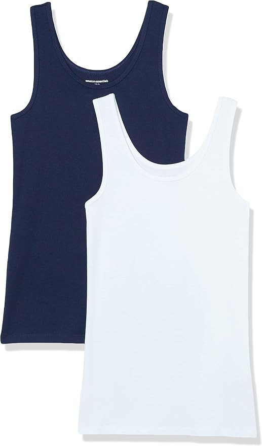 Amazon Essentials Women's Slim-Fit Ribbed Scoop Neck Tank Tops, Pack of 2 | Amazon (US)
