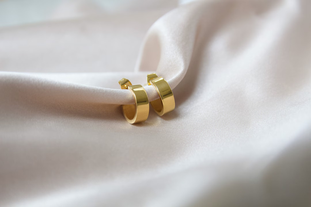 18K Gold Plated Stainless Steel Hoop, 14mm | Etsy (US)