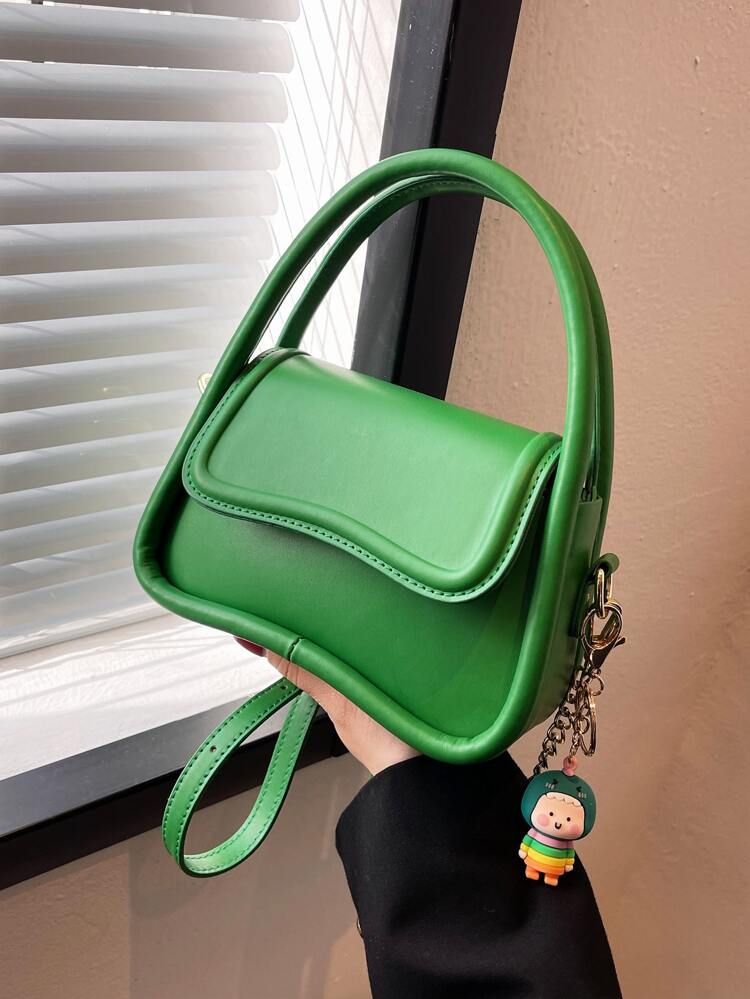 Minimalist Flap Square Bag With Bag Charm | SHEIN