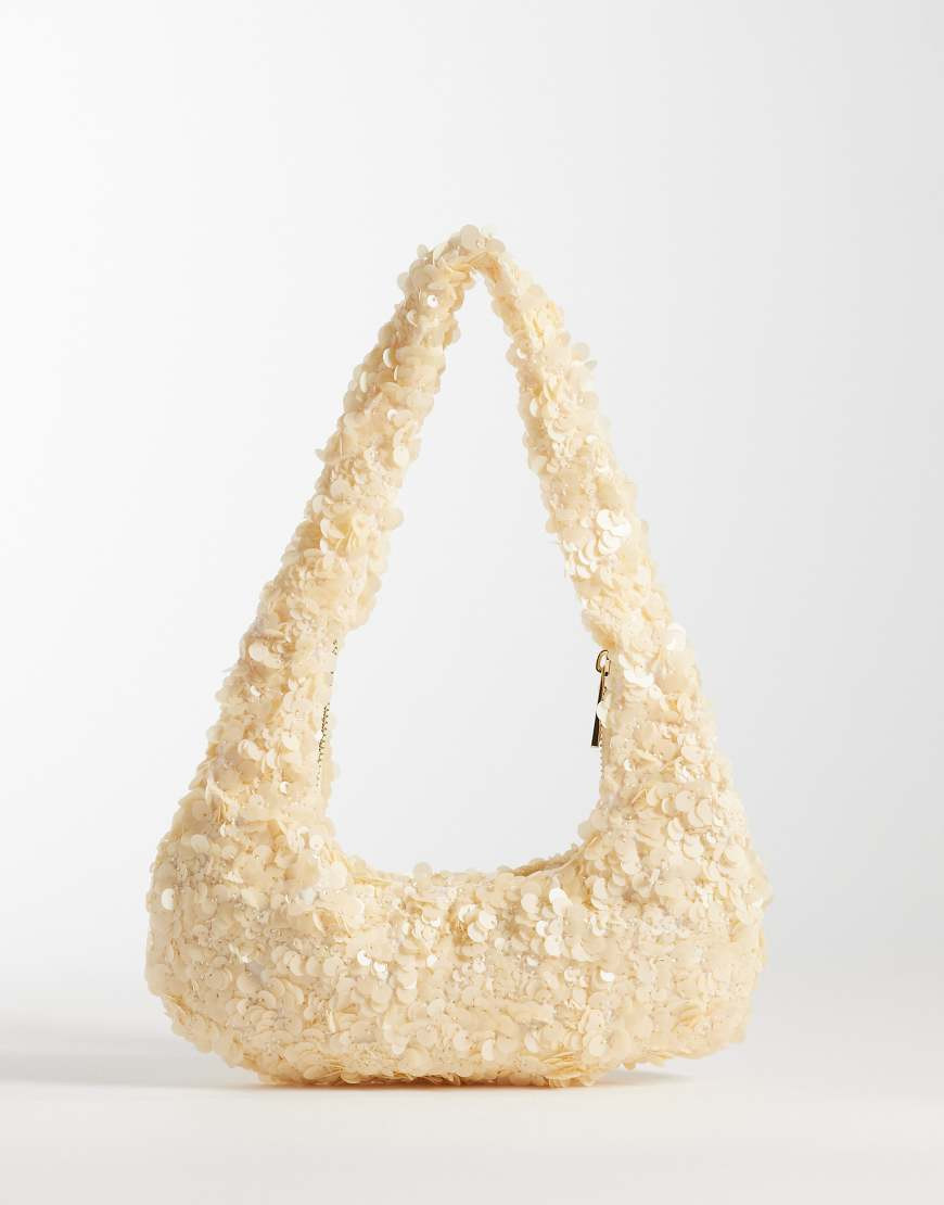 My Accessories sequin shoulder bag in butter yellow-Brown | ASOS (Global)