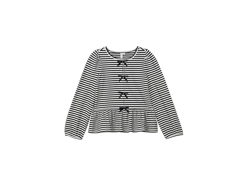 Janie and Jack Stripe Bow Top (Toddler/Little Kid/Big Kid) Girl's T Shirt Black : 2 Toddler, Cotton | Zappos