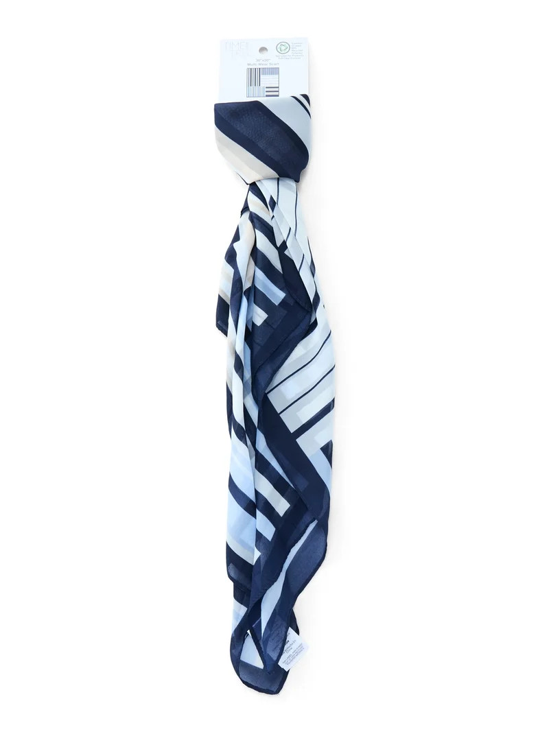 Time and Tru Women's Stripe Scarf for Adults with Bold Collage Pattern | Walmart (US)