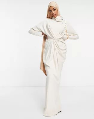 ASOS DESIGN draped maxi dress in linen | ASOS (Global)